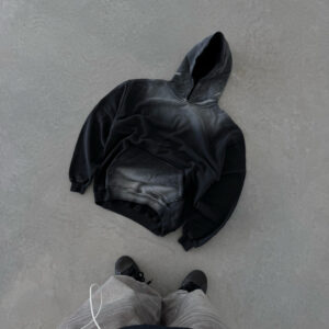 Black Spray Wash Hoodie - 500 GSM