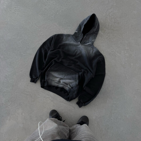 Black Spray Wash Hoodie - 500 GSM