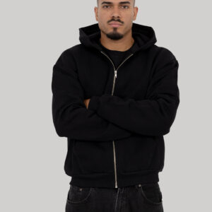 BLACK HOODIE ZIP - 600 GSM