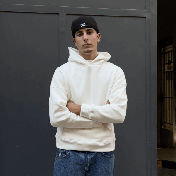 Boxy Off White Blank Hoodie - 465 GSM