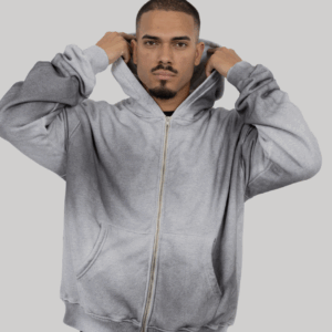 SPRAY GREY HOODIE ZIP - 450 GSM