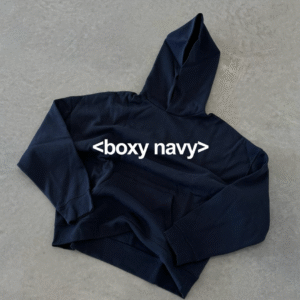 Boxy Navy Blank Hoodie - 450 GSM