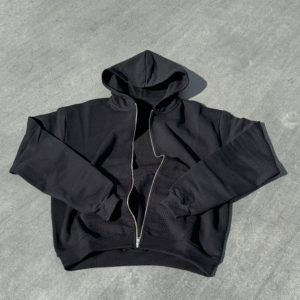 BLACK HOODIE ZIP - 600 GSM